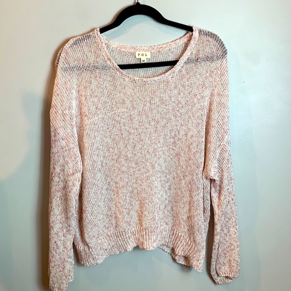 POL Open Knit Pink and White Slouch Sweater - Picture 6 of 8